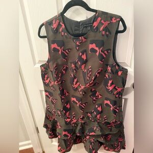 Banana Republic Green and Pink Blouse with High Neckline